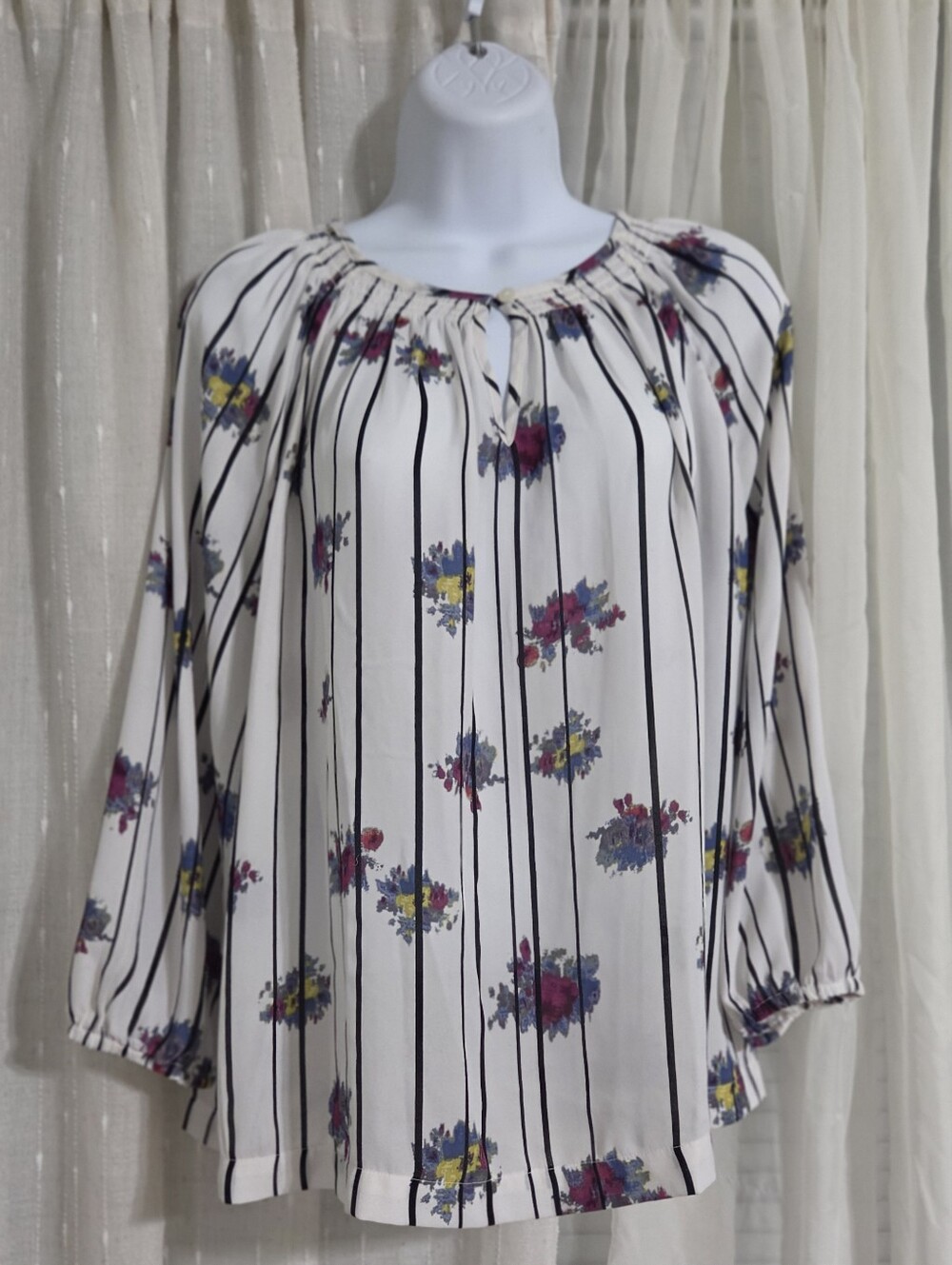 KAARI BLUE Floral Striped Blouse